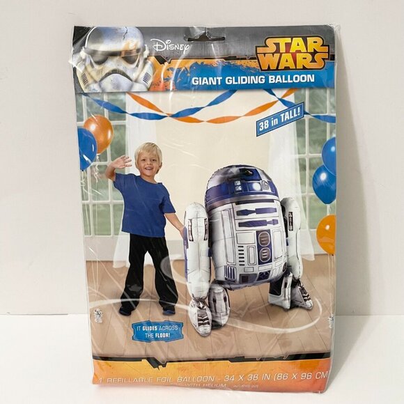 R2-D2 Star Wars Giant Gliding Birthday Balloon 38 Inch Tall Disney - Picture 16 of 16